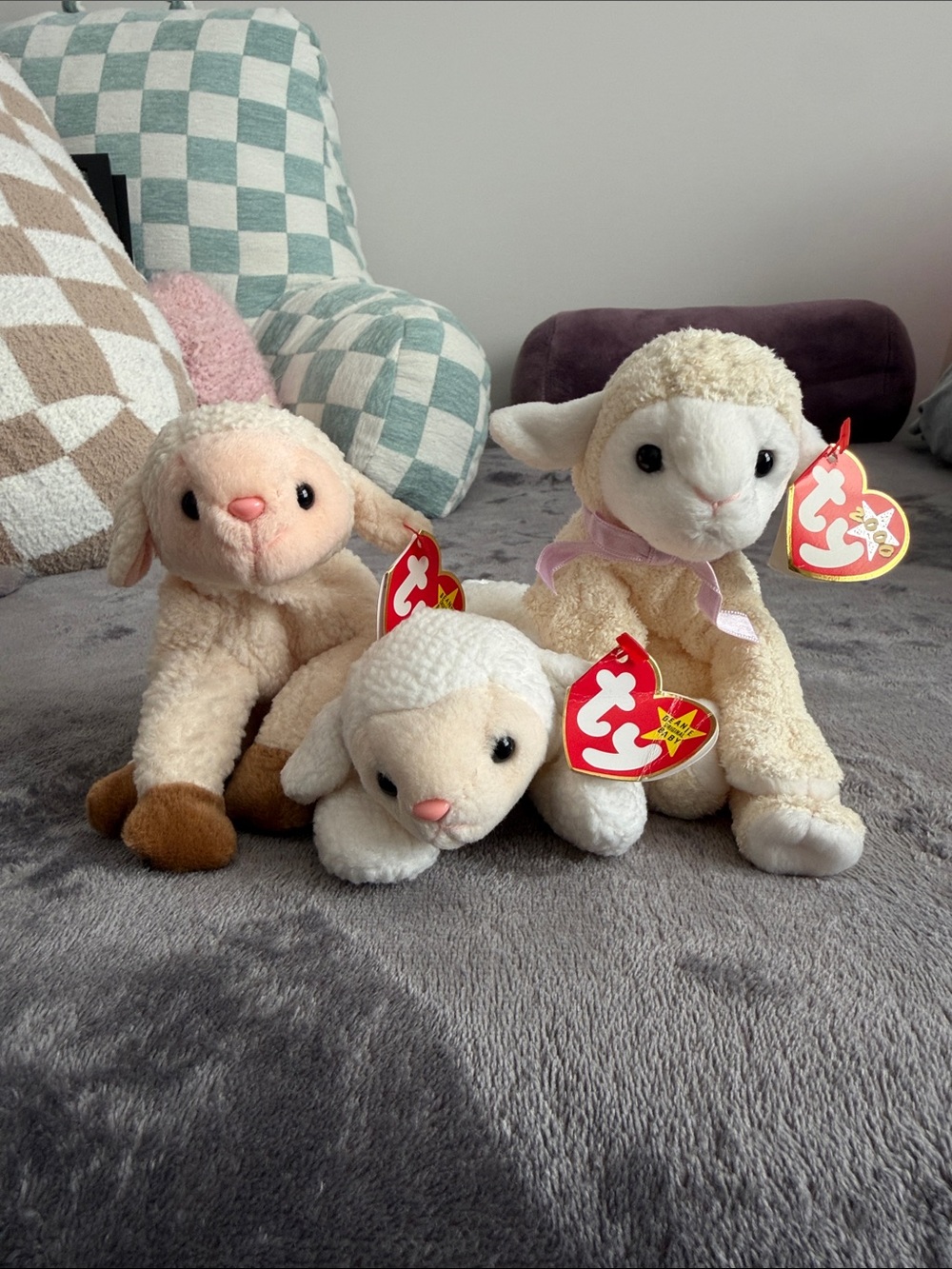 Ty Beanie Babies Plush Lamb Trio